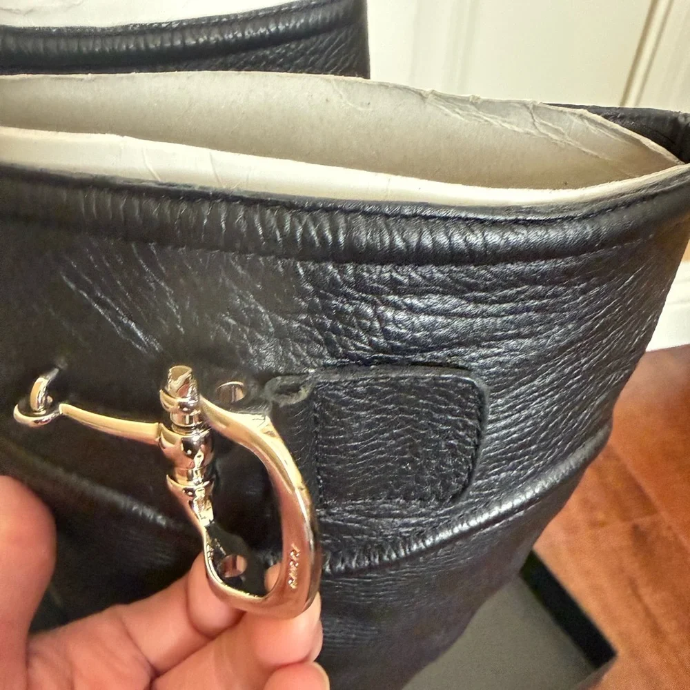 Gucci Black Leather Knee-High Riding Boots with Gold Hardware - Picture 9 of 10